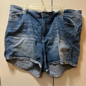 Blue Jean Shorts with Frayed Hem